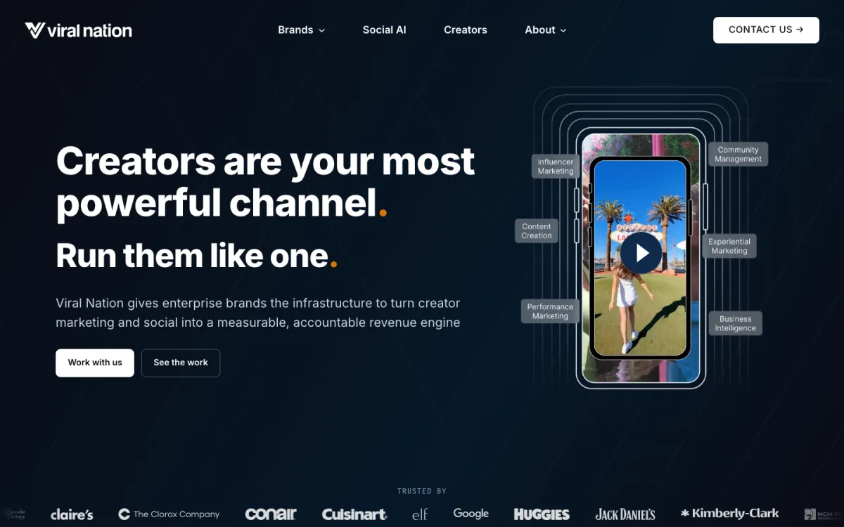 Viral Nation website — "Creators are your most powerful channel", August 2026