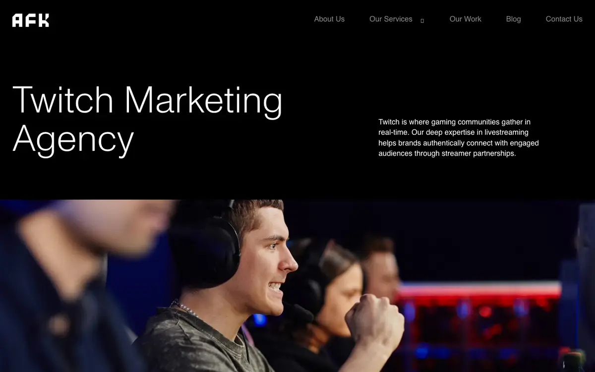 AFK Twitch marketing page — "Twitch Marketing Agency", October 2026
