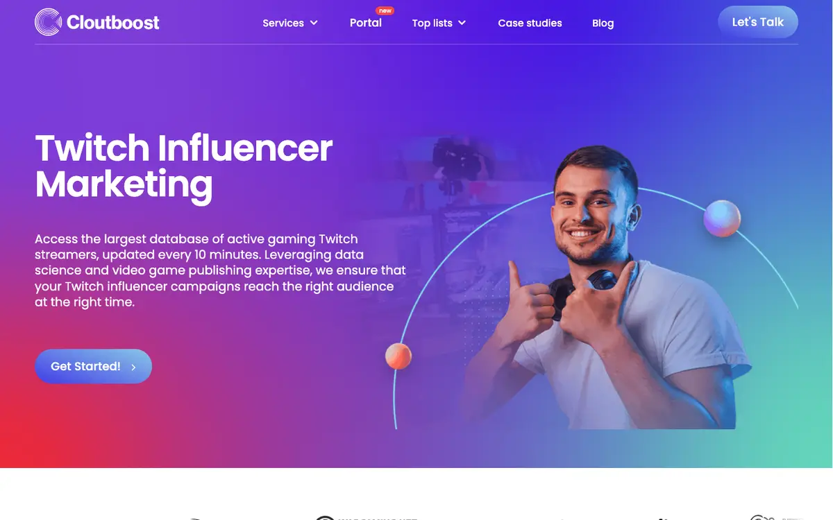 Cloutboost Twitch influencer marketing page — "Twitch Influencer Marketing", October 2026